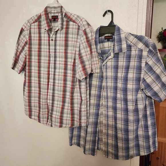 Wolverine Mens Short Sleeve Button Down Plaid Shirts Size L Bundle Of 2 - Picture 1 of 15